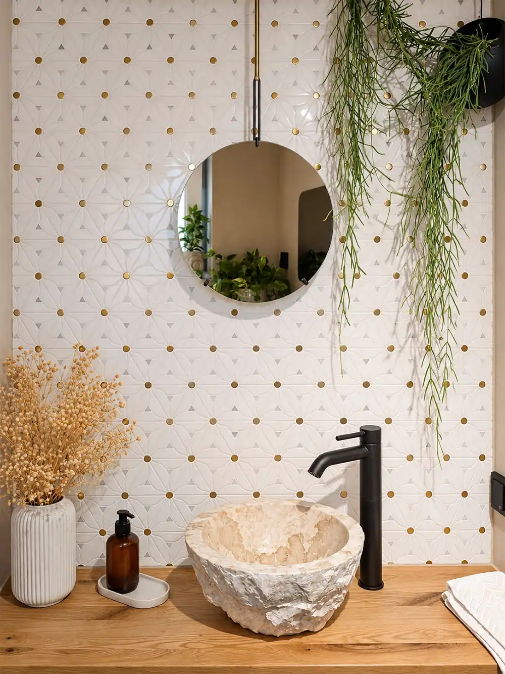 Flower Tiles Kitchen Bathroom Splashback Marble Wall Mosaic White Gold 4 Sandra S Kitchen Renovation Remodel  E-Mosaictile Design Journey  1